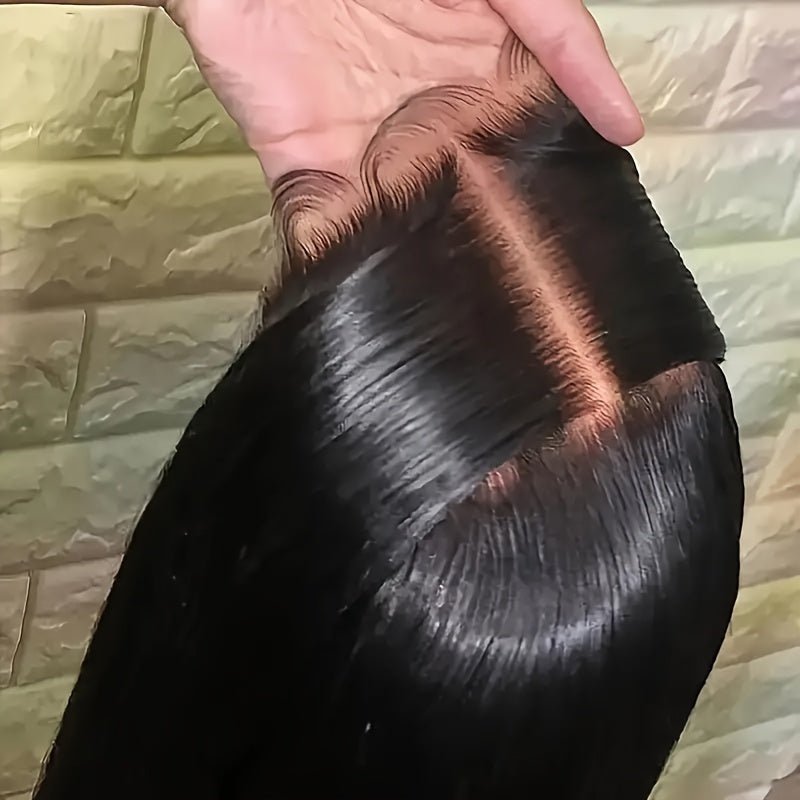 Natural Black Straight Lace Closure Wig | 4x4 HD Transparent Lace Glueless - WigWonders
