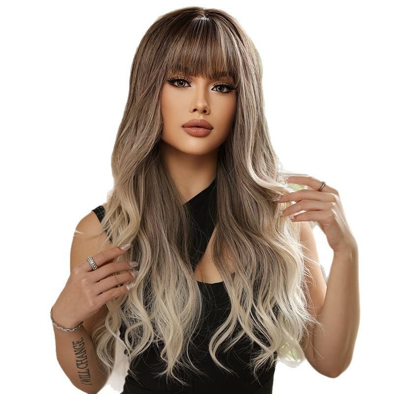 Ombre Ash Blonde Long Wavy Synthetic Full Wig - WigWonders