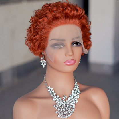 Pixie Curly 13x1 Lace Front Human Hair Wig - Short Bouncy Curls - WigWonders