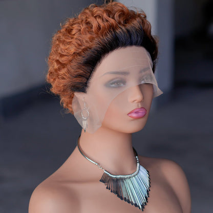 Pixie Curly 13x1 Lace Front Human Hair Wig - Short Bouncy Curls - WigWonders
