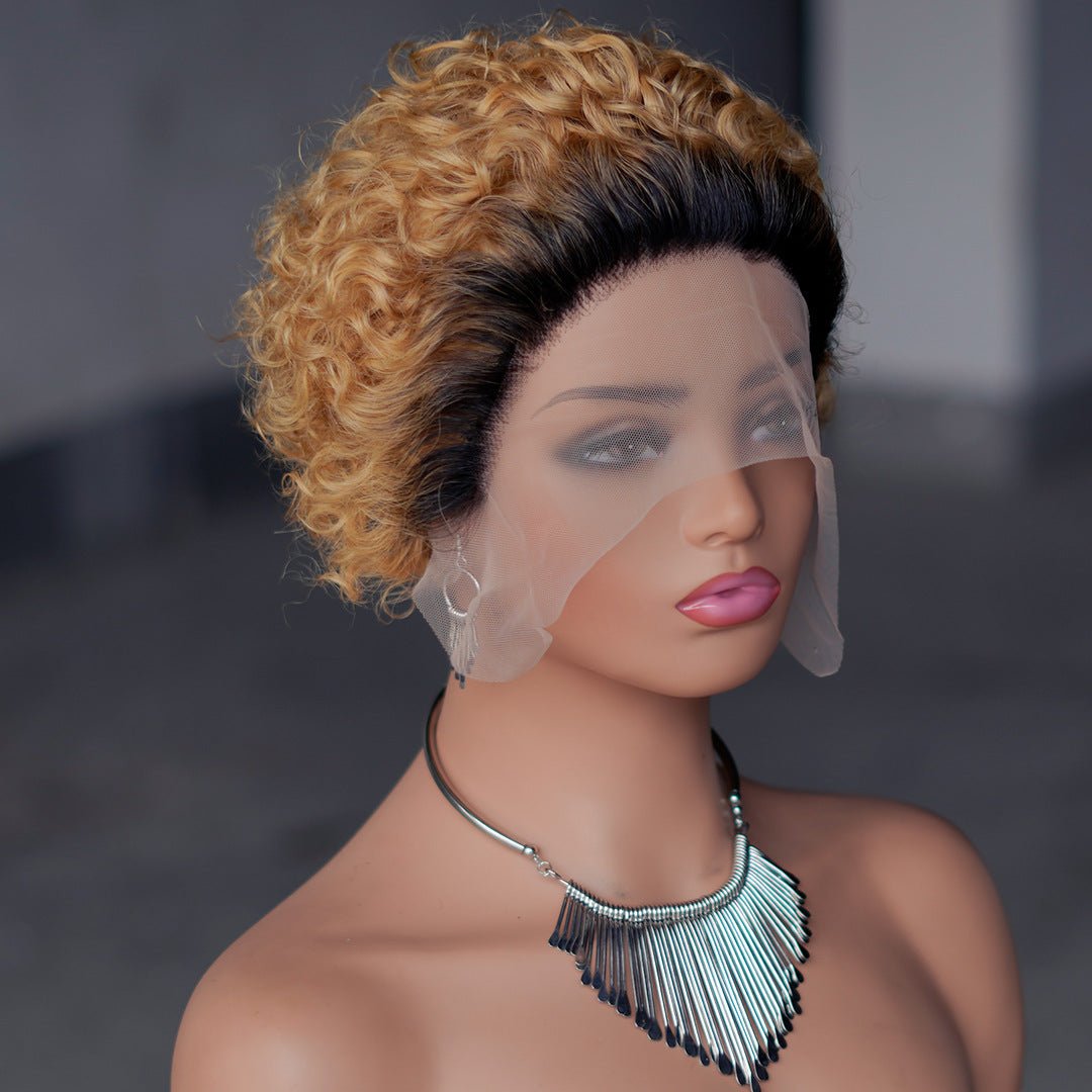 Pixie Curly 13x1 Lace Front Human Hair Wig - Short Bouncy Curls - WigWonders