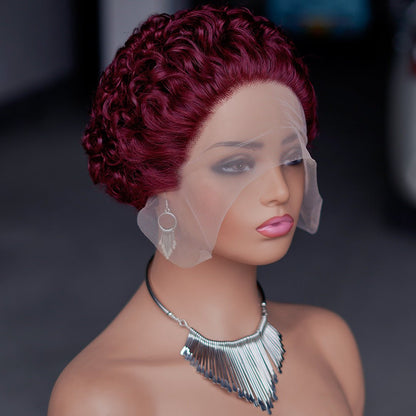 Pixie Curly 13x1 Lace Front Human Hair Wig - Short Bouncy Curls - WigWonders