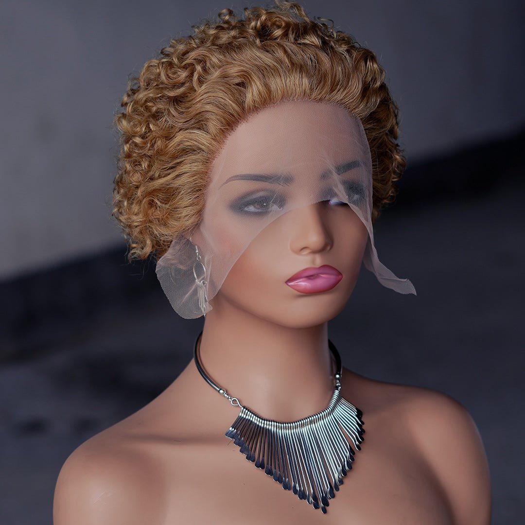 Pixie Curly 13x1 Lace Front Human Hair Wig - Short Bouncy Curls - WigWonders