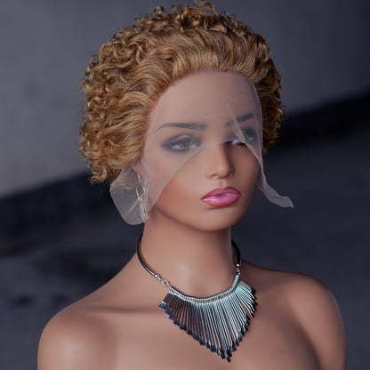 Pixie Curly 13x1 Lace Front Human Hair Wig - Short Bouncy Curls - WigWonders