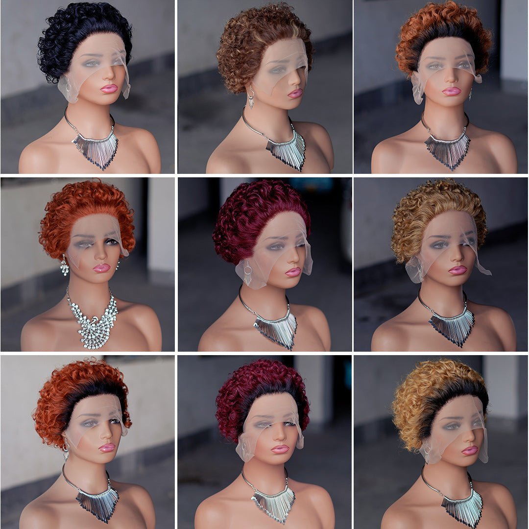 Pixie Curly 13x1 Lace Front Human Hair Wig - Short Bouncy Curls - WigWonders