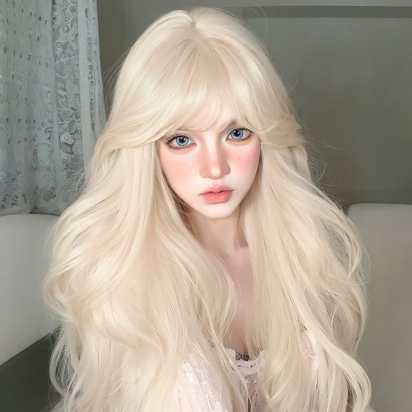 Platinum Blonde Long Wavy JK - Style Full Head Wig - 24" - WigWonders