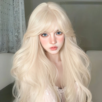Platinum Blonde Long Wavy JK - Style Full Head Wig - 24" - WigWonders
