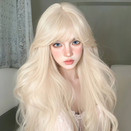 Platinum Blonde Long Wavy JK - Style Full Head Wig - 24" - WigWonders