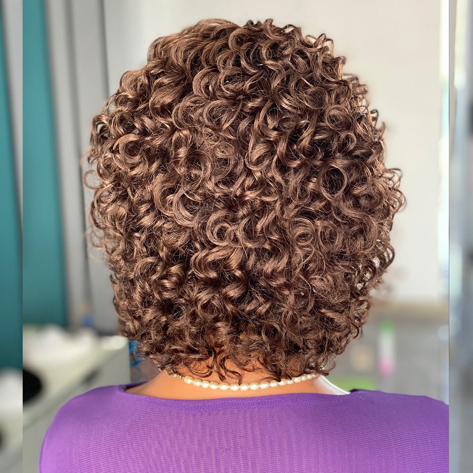 Short Curly Human Hair Wig with Bangs – 150% Density - WigWonders