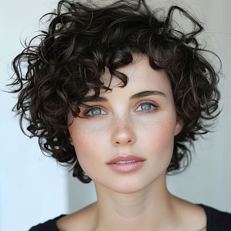Short Curly Wave Human Hair Wig - Glueless Natural Look - WigWonders