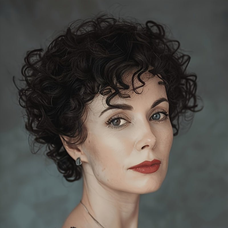 Short Curly Wave Human Hair Wig - Glueless Natural Look - WigWonders