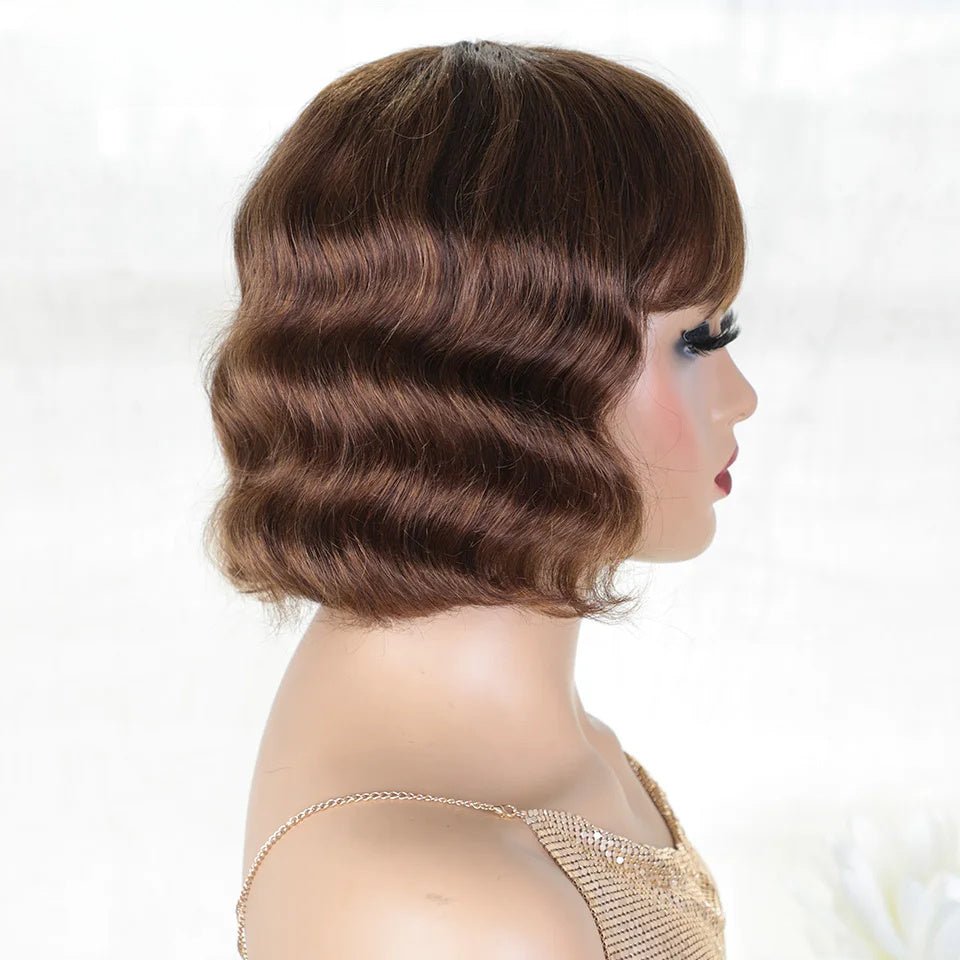 Short Pixie Bob Human Hair Wig with Bangs - Lace Front - WigWonders