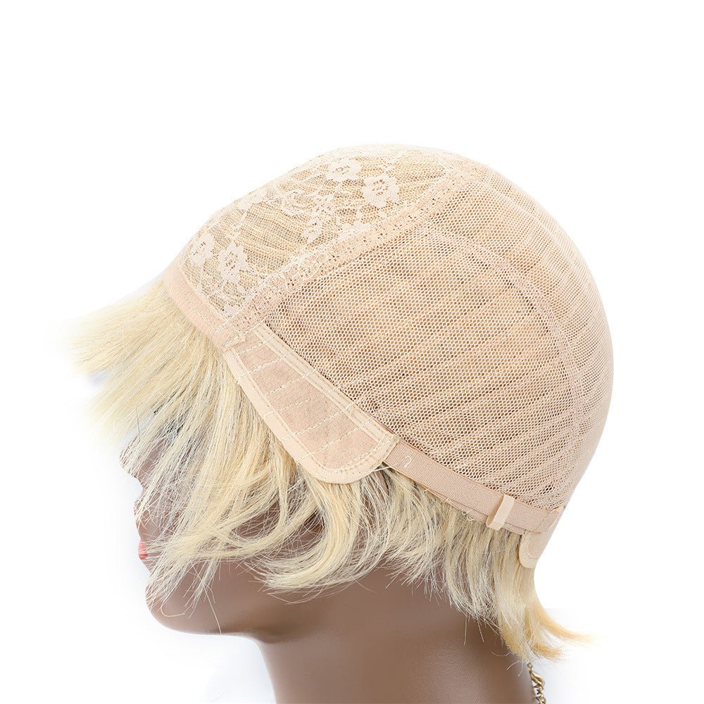 Short Pixie Human Hair Wig - Platinum Blonde - WigWonders