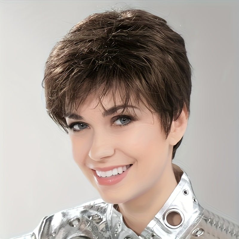 Short Straight Human Hair Wig - Remy Brazilian - WigWonders
