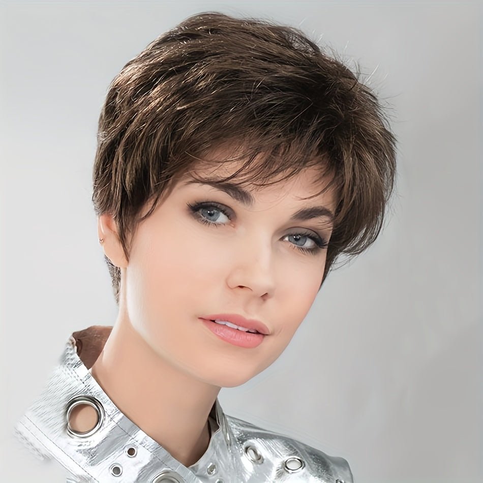 Short Straight Human Hair Wig - Remy Brazilian - WigWonders