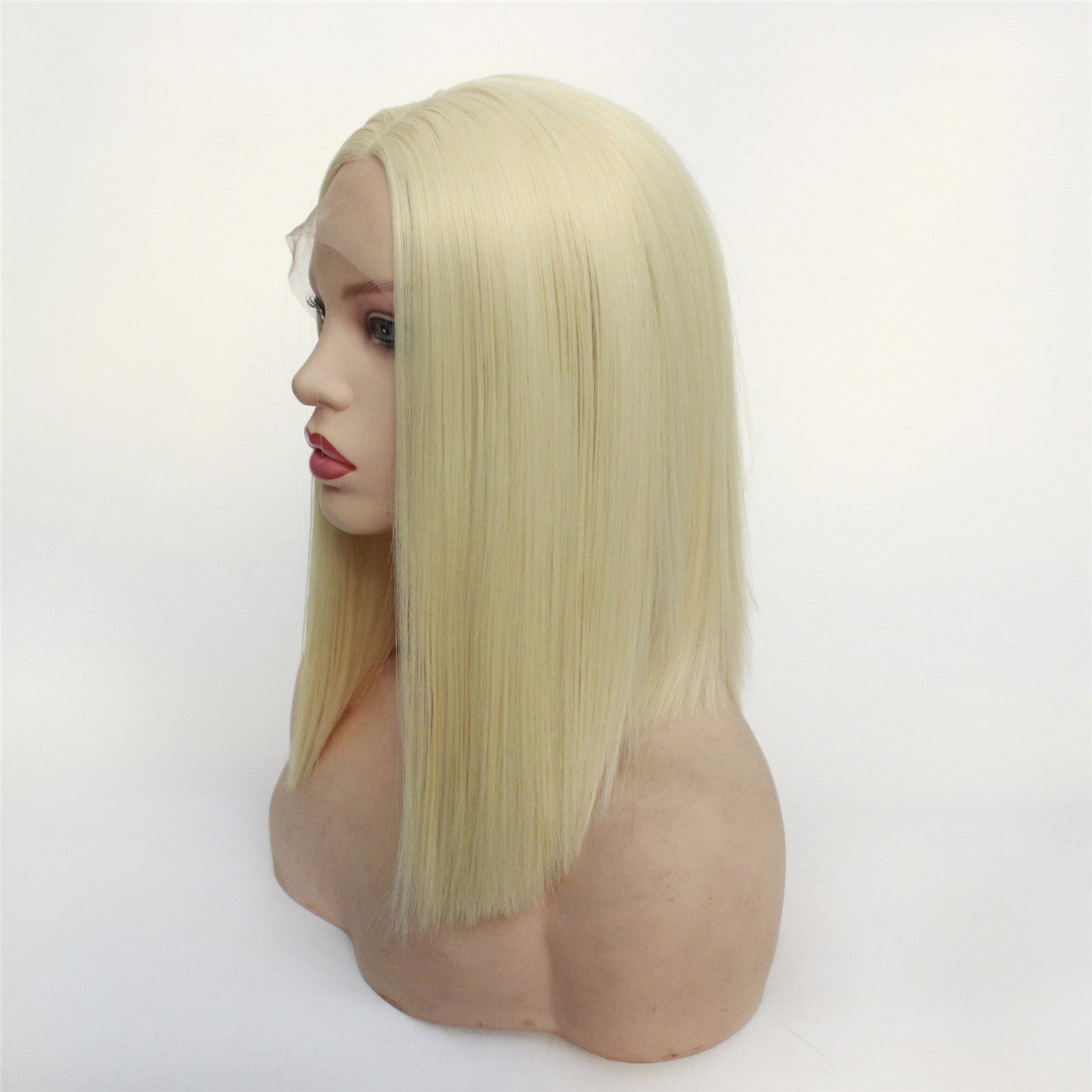 Shoulder Length Blonde Synthetic Lace Front Wig - Sleek Straight Style - WigWonders