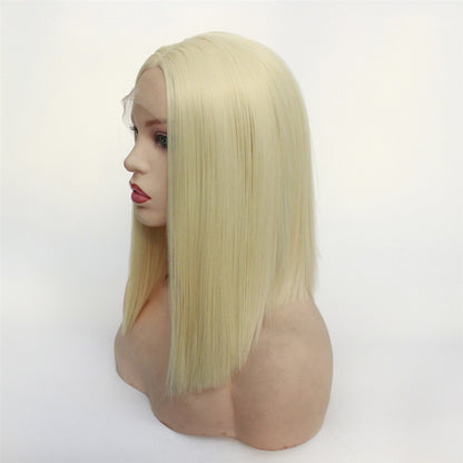 Shoulder Length Blonde Synthetic Lace Front Wig - Sleek Straight Style - WigWonders