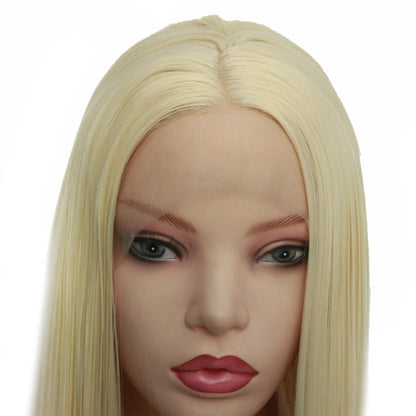 Shoulder Length Blonde Synthetic Lace Front Wig - Sleek Straight Style - WigWonders