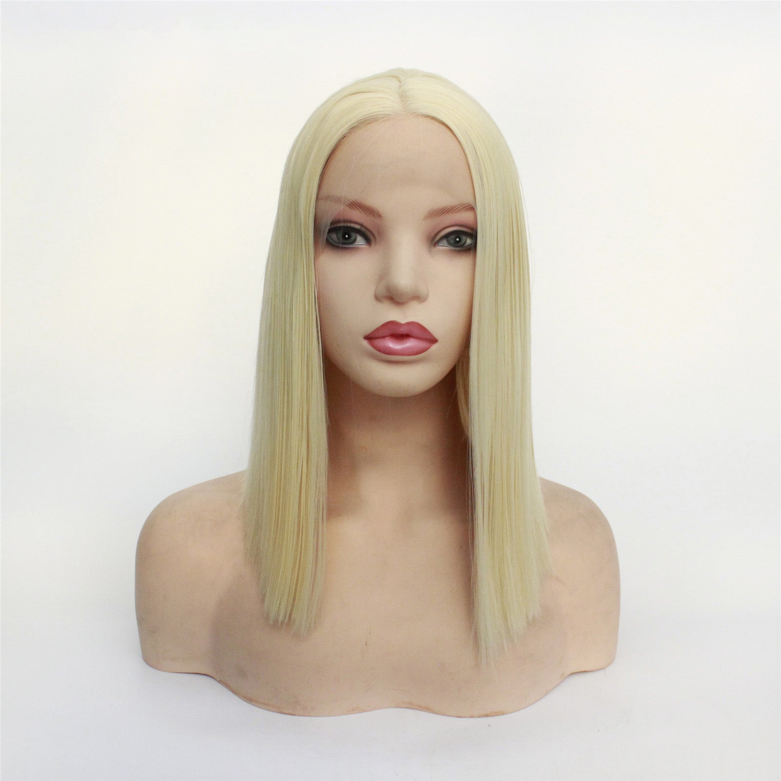 Shoulder Length Blonde Synthetic Lace Front Wig - Sleek Straight Style - WigWonders