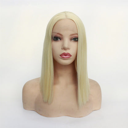 Shoulder Length Blonde Synthetic Lace Front Wig - Sleek Straight Style - WigWonders