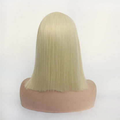 Shoulder Length Blonde Synthetic Lace Front Wig - Sleek Straight Style - WigWonders