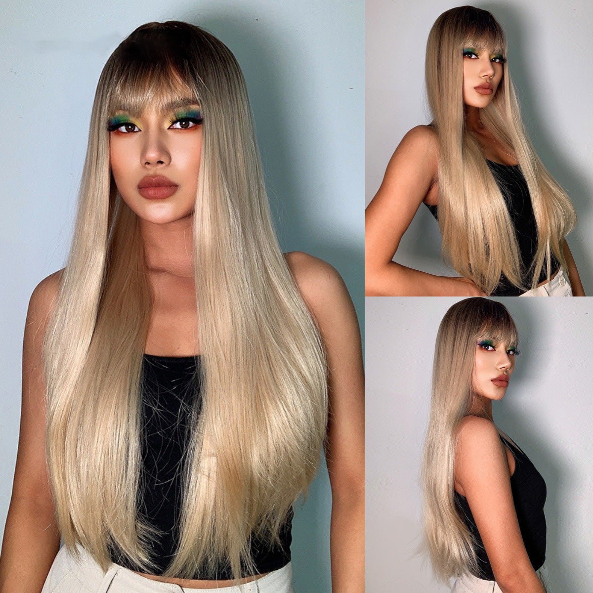 Straight Synthetic Wig with Bangs - Multiple Colors - WigWonders
