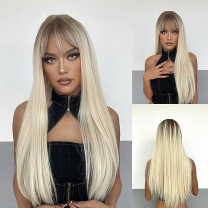 Straight Synthetic Wig with Bangs - Multiple Colors - WigWonders