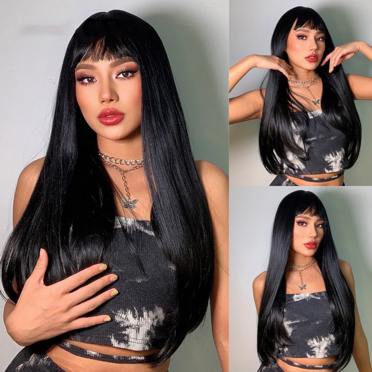 Straight Synthetic Wig with Bangs - Multiple Colors - WigWonders