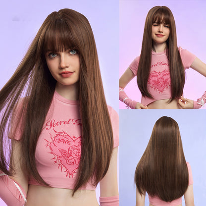 Straight Synthetic Wig with Bangs - Multiple Colors - WigWonders