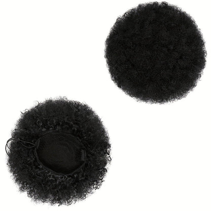 Synthetic Afro Puff Drawstring Ponytail Hair Bun - Large Black - WigWonders