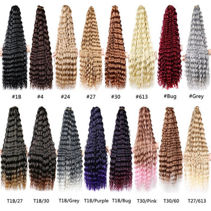 Synthetic Deep Wave Crochet Bulk Hair Multiple Colors - WigWonders