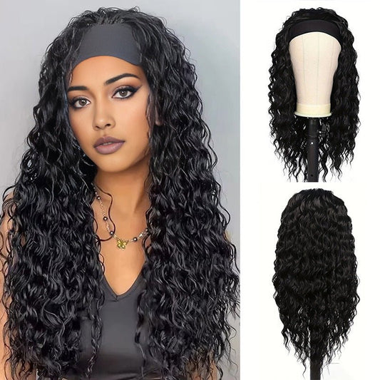 Synthetic Kinky Curly Headband Wig Long Length - WigWonders