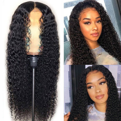 Synthetic Kinky Curly Wig Middle Part Long Curls African Braids Style - WigWonders