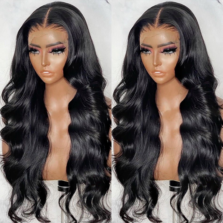 Synthetic Lace Front Wig Body Wave Long Black Heat Resistant Wig - WigWonders