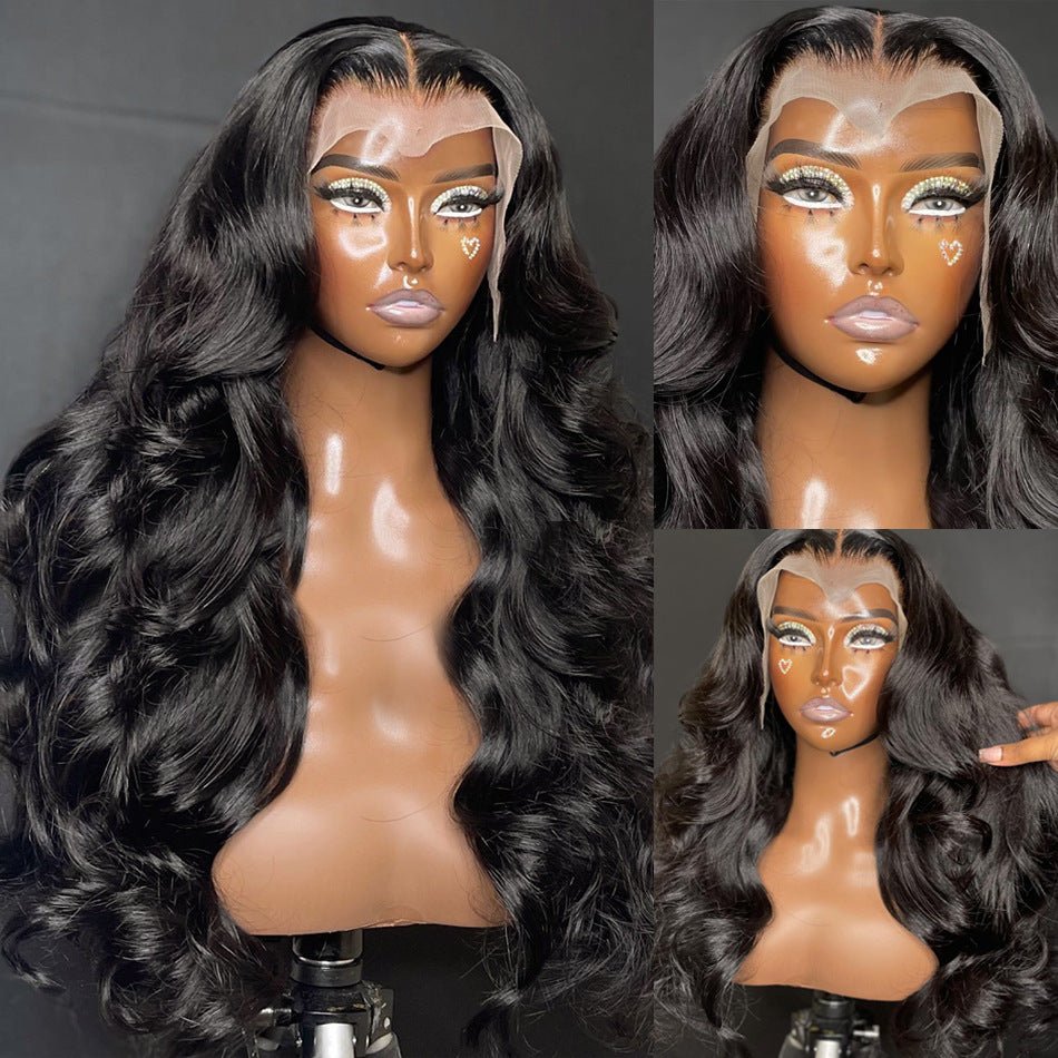 Synthetic Lace Front Wig Body Wave Long Black Heat Resistant Wig - WigWonders