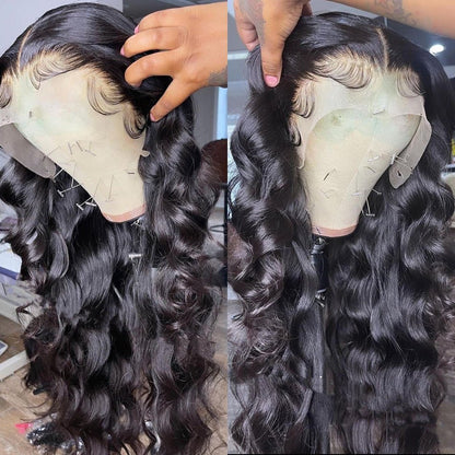 Synthetic Lace Front Wig Body Wave Long Black Heat Resistant Wig - WigWonders