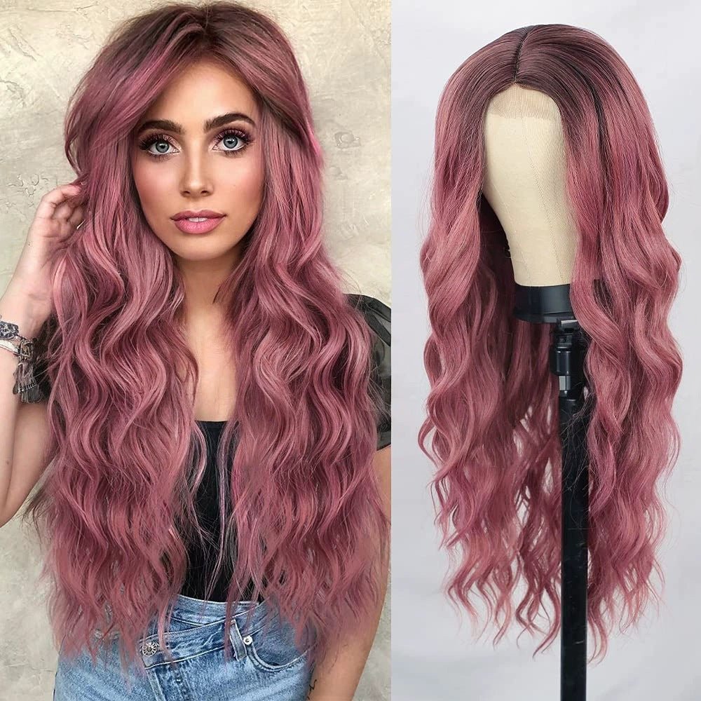 Synthetic Long Curly Lace Part Wig Highlighted Ombre - WigWonders