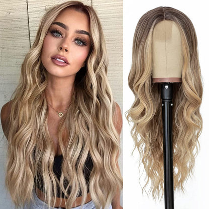 Synthetic Long Curly Lace Part Wig Highlighted Ombre - WigWonders