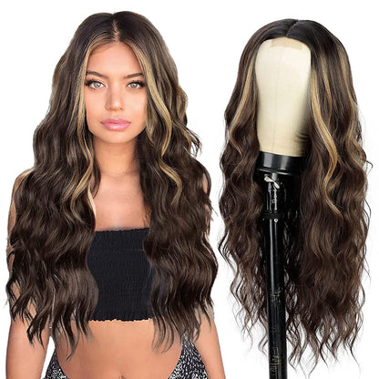Synthetic Long Curly Lace Part Wig Highlighted Ombre - WigWonders