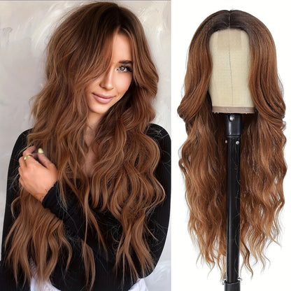 Synthetic Long Curly Lace Part Wig Highlighted Ombre - WigWonders