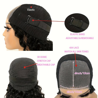 Water Wave Bob Glueless Wig | 4x4 Lace Closure 100% Human Hair - WigWonders