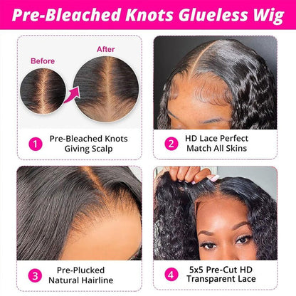 Wear & Go Glueless Human Hair Wig - Curly Lace Front - WigWonders